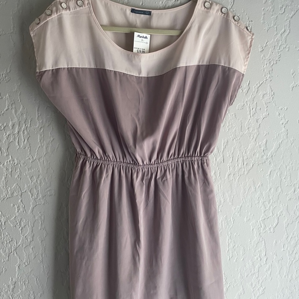 Soprano Light Pink and Taupe Silk Dress - Size M/L